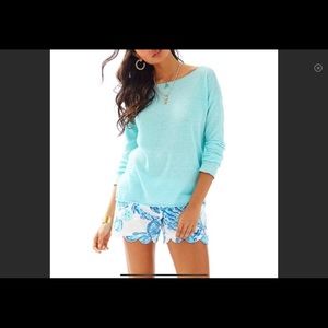 Lilly Pulitzer Alana Linen Boatneck Sweater M Blue